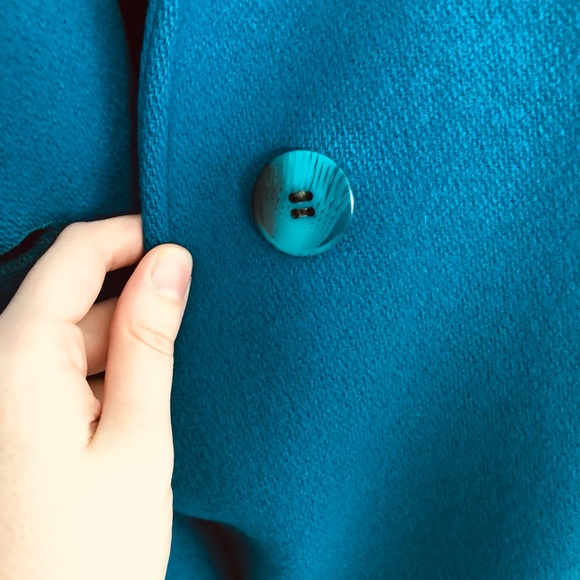 Electric blue 100% wool long coat made in USA - Picture 8 of 9